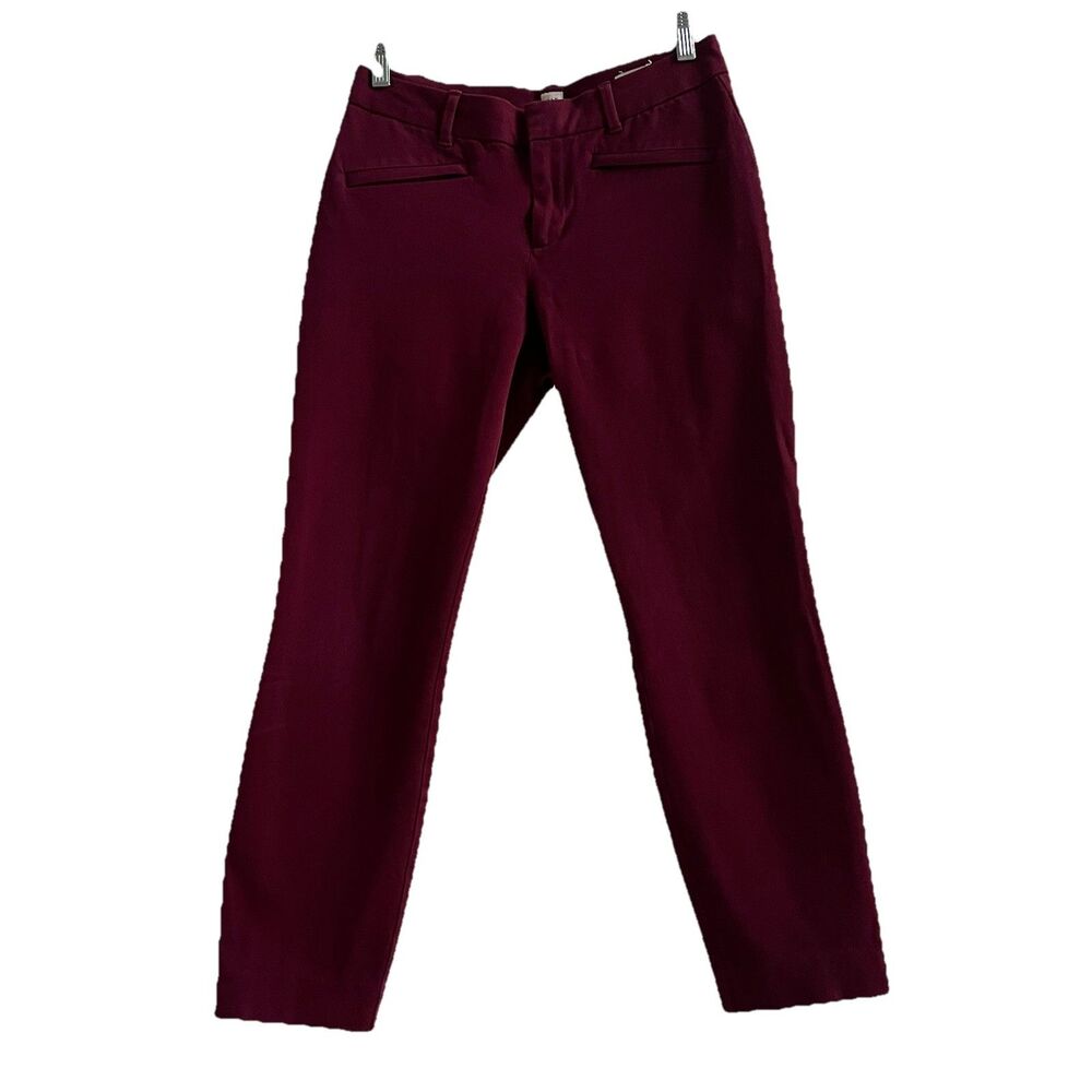 Maroon Fabric Pants Cotton Blend Work Pants Curvy Skinny Ankle Size 6